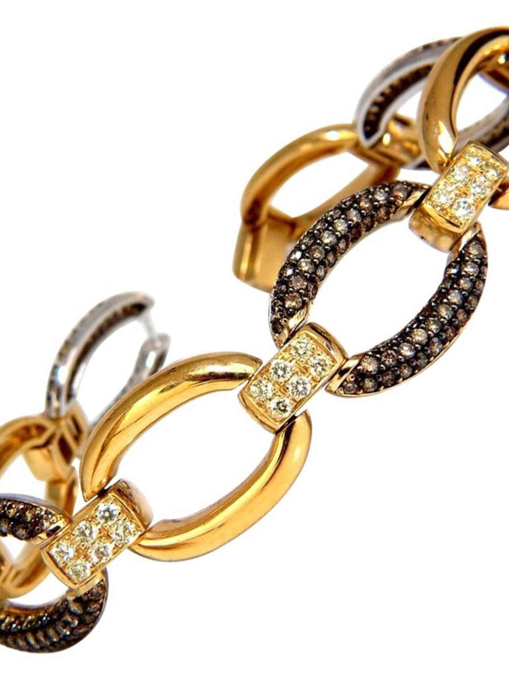 5.30ct natural fancy yellow & brown diamond link bracelet 14kt 12241*